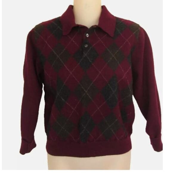 Vintage 90s Brooks Brothers 100% Merino Wool Shrunken Argyle Sweater XS/S - Picture 1 of 4